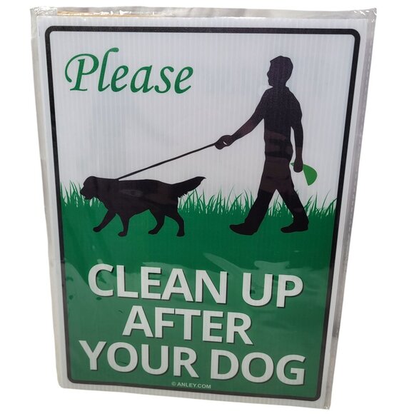 Anley Yard Sign "Please Clean Up After Your Dog" Lawn Signs 12 in. x 9 in. - Picture 1 of 6
